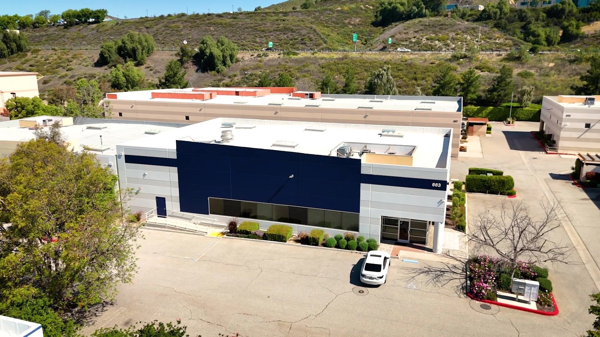 Aerial view of 663 Cochran Street, Simi Valley