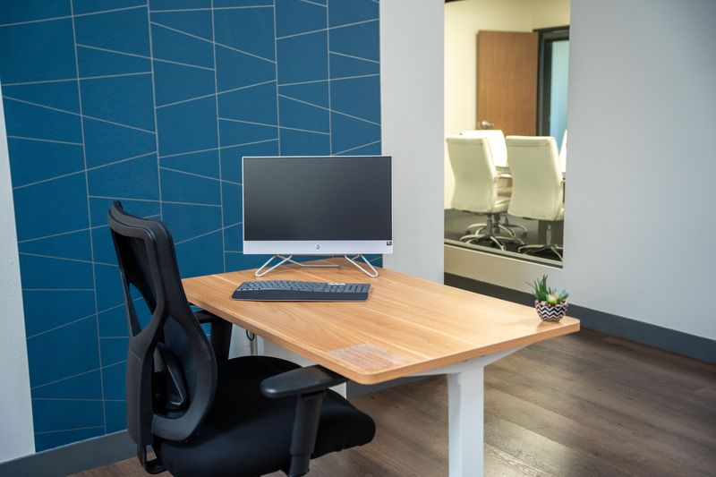 Private desk with monitor
